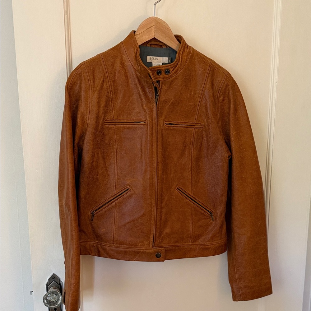 Vintage J. Crew Tan Leather Jacket